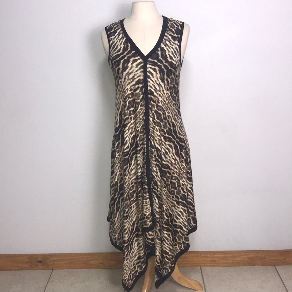 LAST CALL From The Heart brand slinky leopard assymetric tank dress large EUC